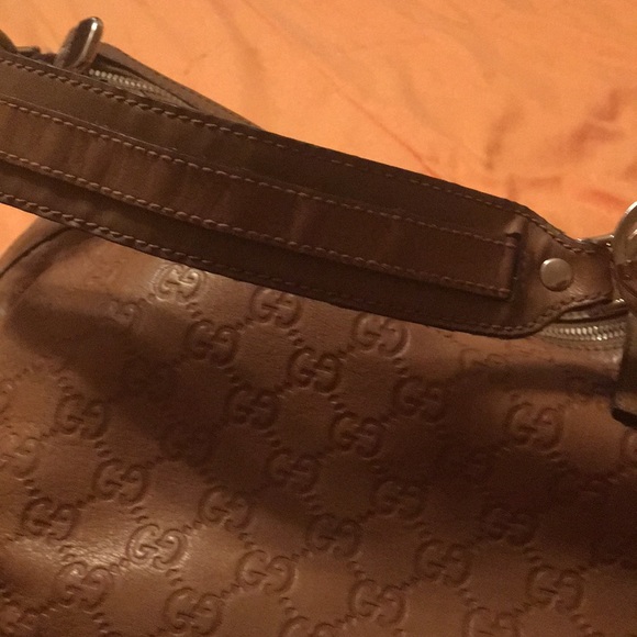 Authentic Bronze Gucci Leather GG Twins Med Hobo - Picture 3 of 7